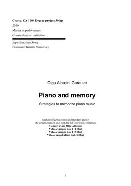 Piano and Memory