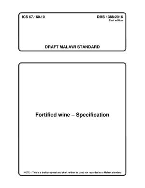 Fortified Wine – Specification