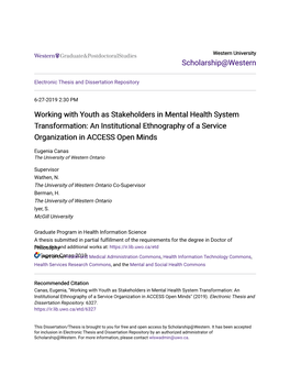 Working with Youth As Stakeholders in Mental Health System Transformation: an Institutional Ethnography of a Service Organization in ACCESS Open Minds