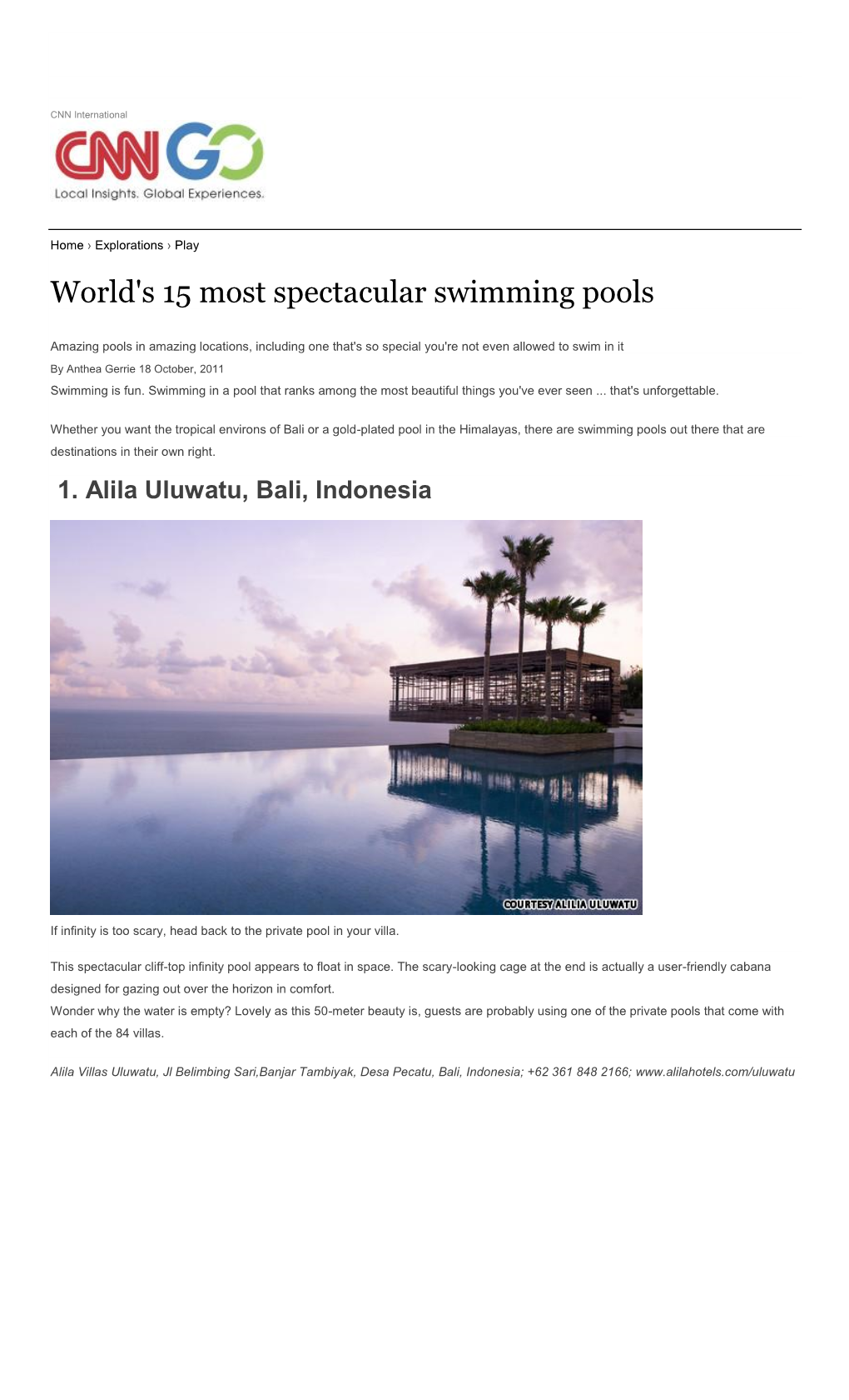 World's 15 Most Spectacular Swimming Pools