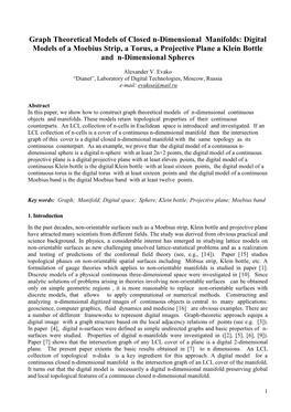 Graph Theoretical Models of Closed N-Dimensional Manifolds: Digital Models of a Moebius Strip, a Torus, a Projective Plane a Klein Bottle and N-Dimensional Spheres