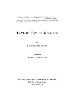 Taylor Family Records