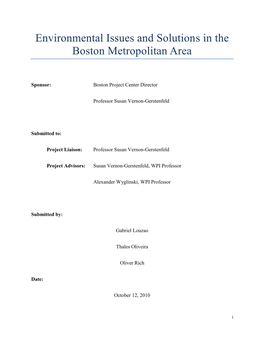 Environmental Issues and Solutions in the Boston Metropolitan Area