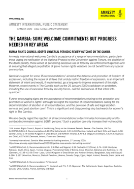 The Gambia: Some Welcome Commitments but Progress Needed