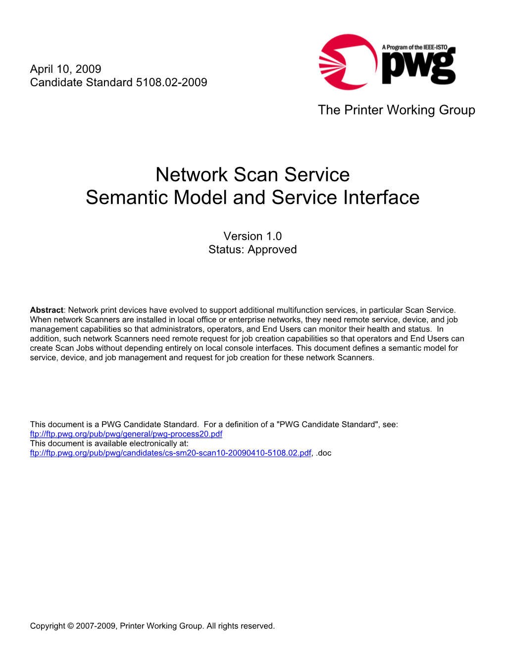 Network Scan Service Semantic Model and Service Interface