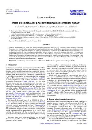 Trans-Cis Molecular Photoswitching in Interstellar Space? S