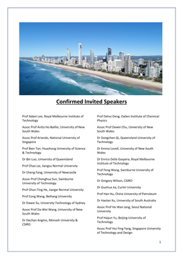 Confirmed Invited Speakers