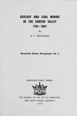 GEOLOGY and COAL MINING in the HUNTER VALLEY 1791-1861 By