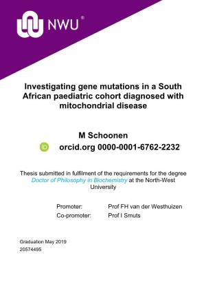 Investigating Gene Mutations in a South African Paediatric Cohort Diagnosed with Mitochondrial Disease