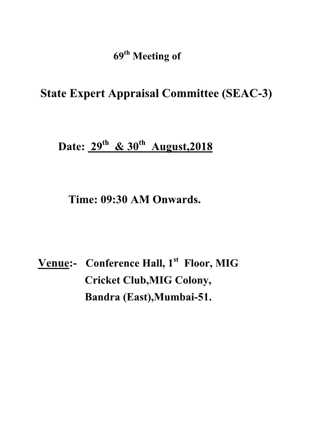 State Expert Appraisal Committee (SEAC-3)