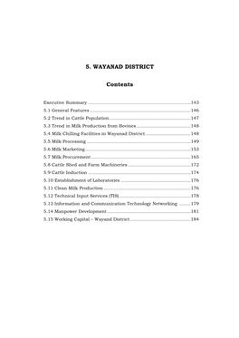 5. WAYANAD DISTRICT Contents