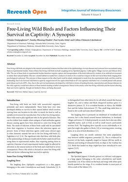 Free-Living Wild Birds and Factors Influencing Their Survival in Captivity
