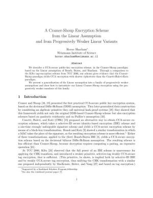 A Cramer-Shoup Encryption Scheme from the Linear Assumption and from Progressively Weaker Linear Variants