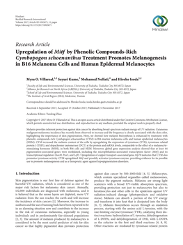 Upregulation of Mitf by Phenolic Compounds-Rich Cymbopogon Schoenanthus Treatment Promotes Melanogenesis in B16 Melanoma Cells and Human Epidermal Melanocytes