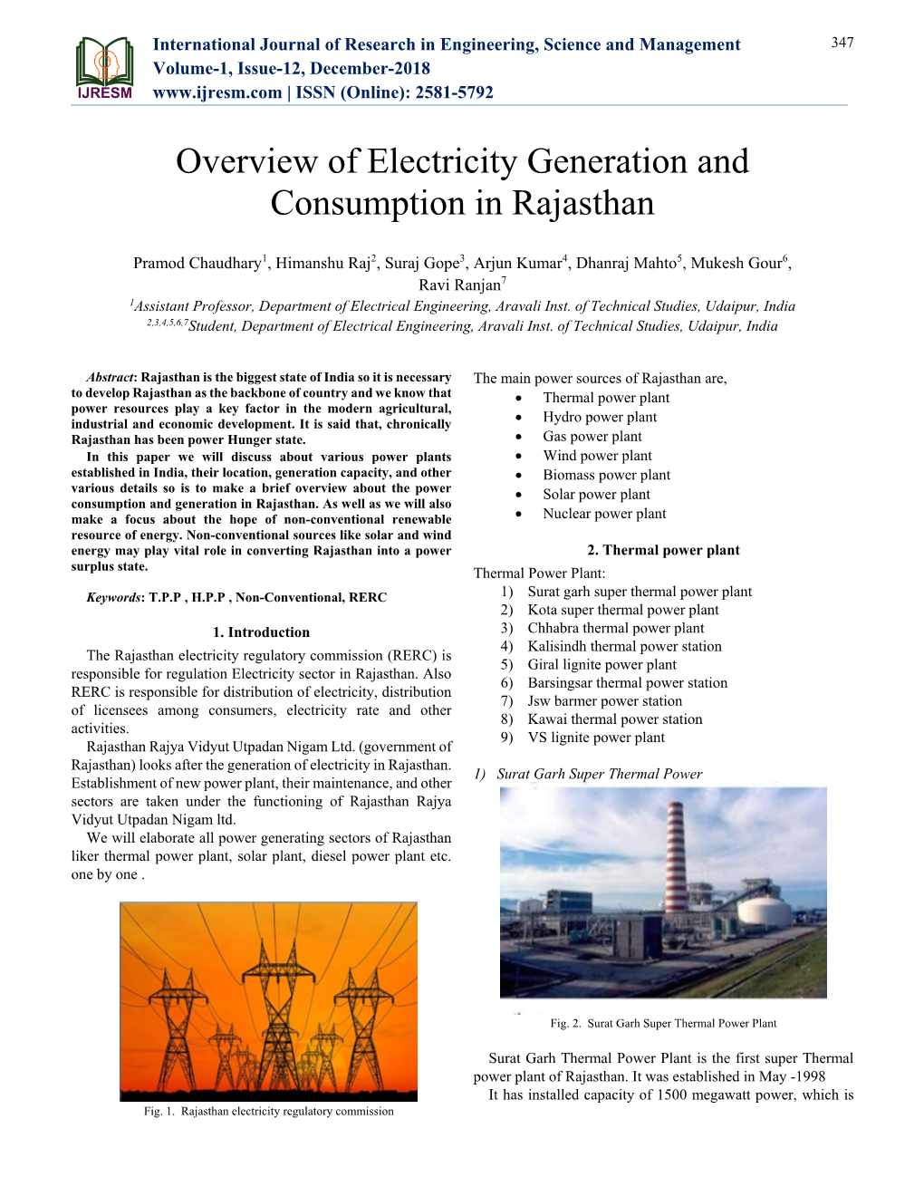 Overview of Electricity Generation and Consumption in Rajasthan