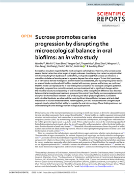 Sucrose Promotes Caries Progression by Disrupting The