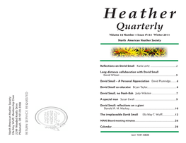 Quarterly Volume 34 Number 1 Issue #133 Winter 2011 North American Heather Society