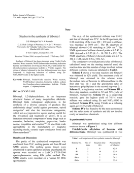 Studies in the Synthesis of Bibenzyl the M.P