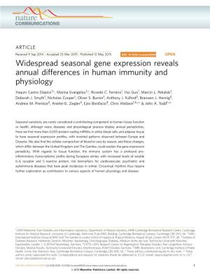 Widespread Seasonal Gene Expression Reveals Annual Differences in Human Immunity and Physiology