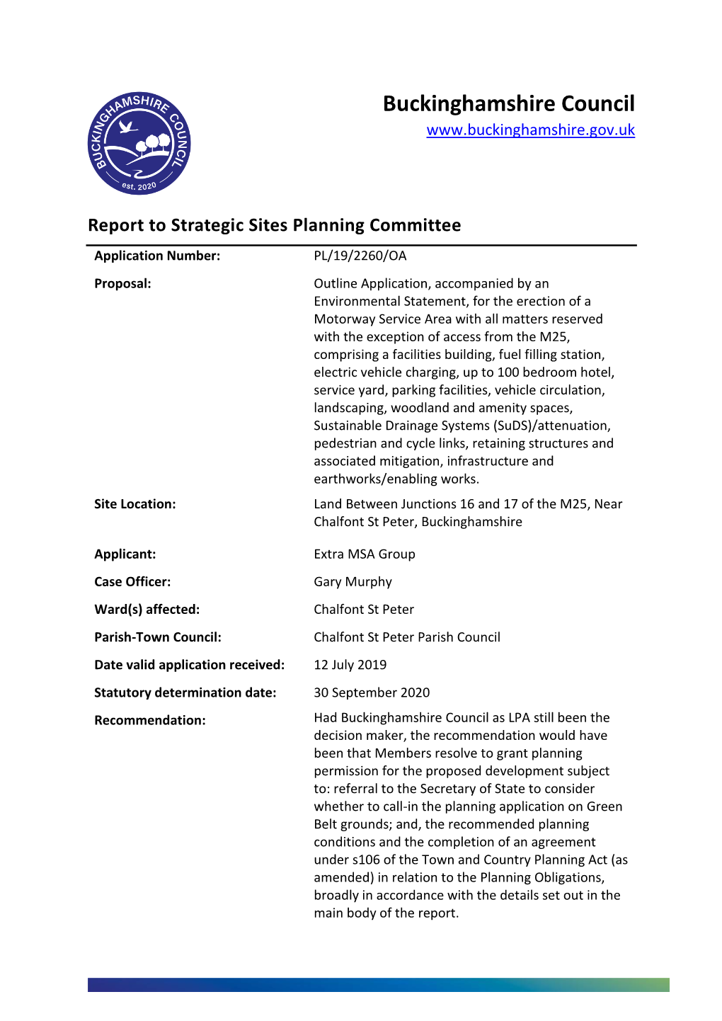 Report to Strategic Sites Planning Committee