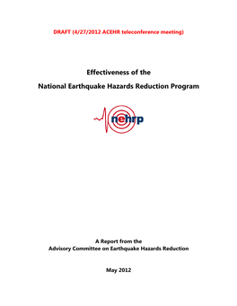 Effectiveness of the National Earthquake Hazards Reduction