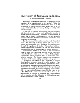 The History of Spiritualism in Indiana by ANNA STOCKINGER,Versailles