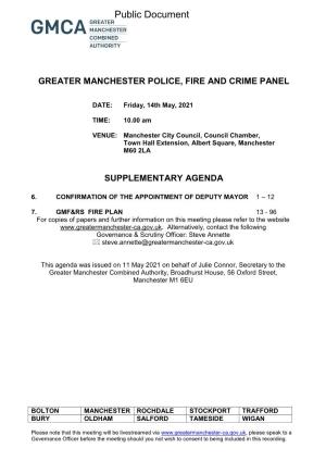 Gm Police Fire & Crime Panel Supplementary Agenda Pdf 10 Mb