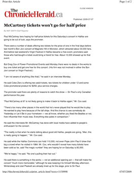 Mccartney Tickets Won't Go for Half Price