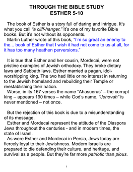 Through the Bible Study Esther 5-10