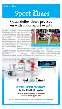 Qatar Defies Virus, Presses on with Major Sport Events