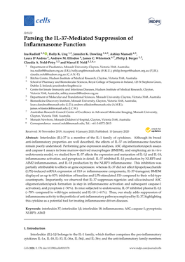 Parsing the IL-37-Mediated Suppression of Inflammasome