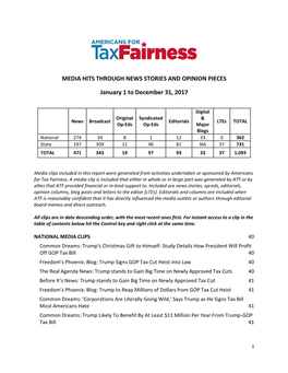 Media Hits Through News Stories and Opinion Pieces