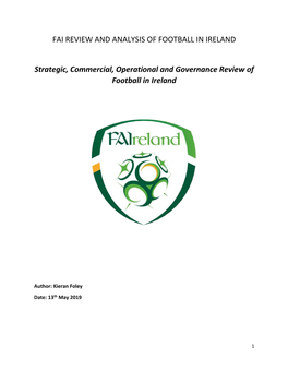 FAI REVIEW and ANALYSIS of FOOTBALL in IRELAND Strategic