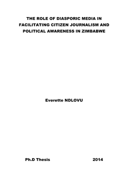 The Role of Diasporic Media in Facilitating Citizen Journalism and Political Awareness in Zimbabwe