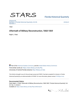 Aftermath of Military Reconstruction, 1868-1869