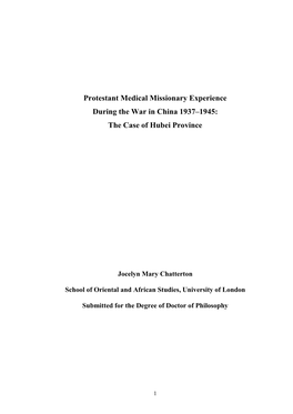 Protestant Medical Missionary Experience During the War in China 1937–1945: the Case of Hubei Province