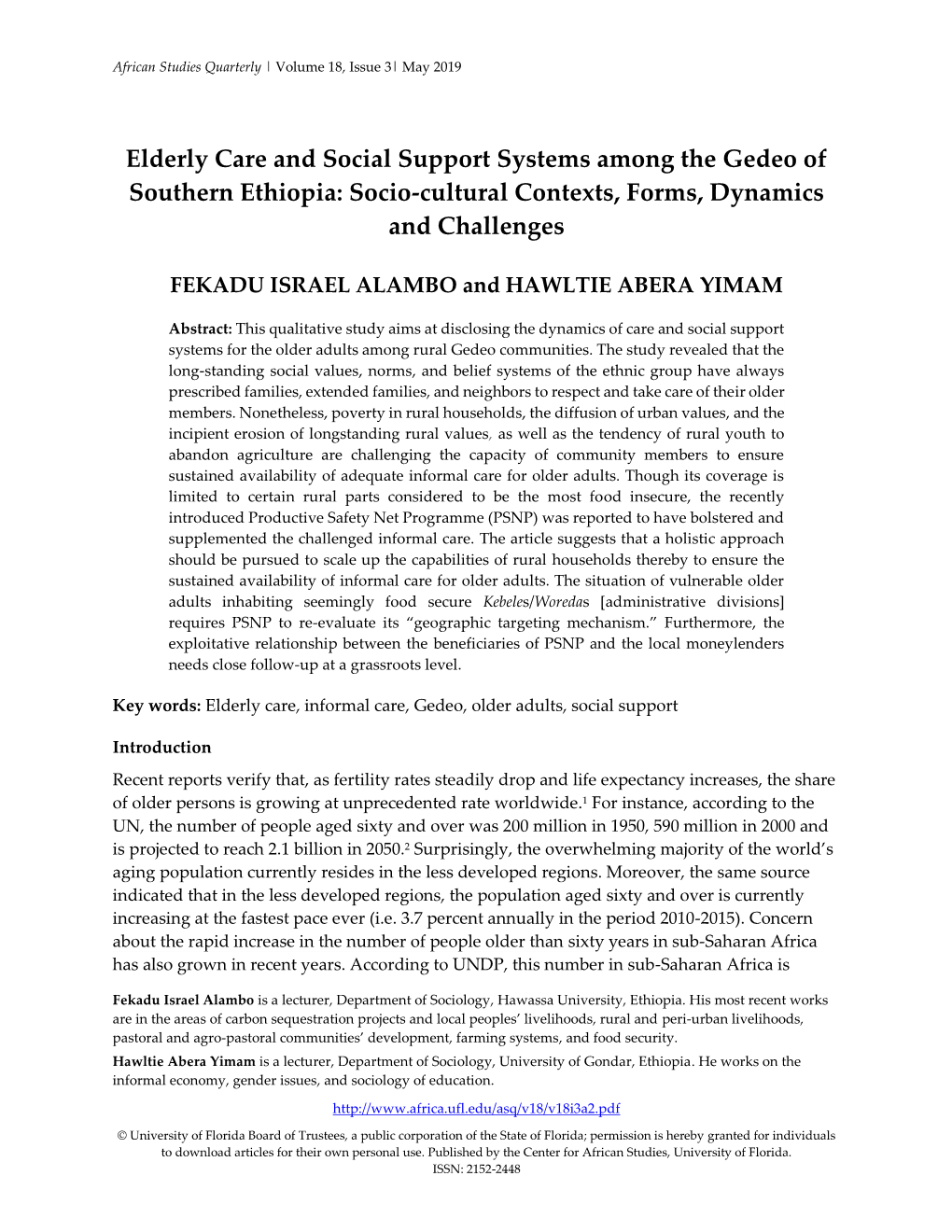 Elderly Care and Social Support Systems Among the Gedeo of Southern Ethiopia: Socio-Cultural Contexts, Forms, Dynamics and Challenges