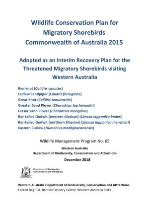Interim Recovery Plan for the Threatened Migratory Shorebirds Visiting Western Australia