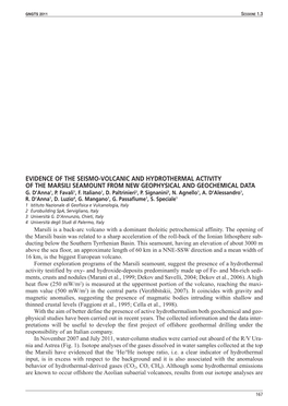 Evidence of the Seismo-Volcanic and Hydrothermal Activity of the Marsili Seamount from New Geophysical and Geochemical Data G