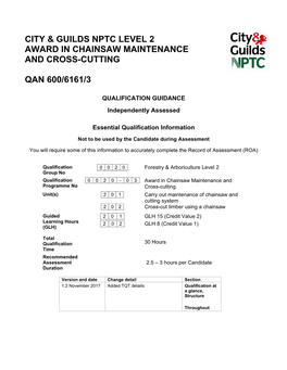 Chainsaw Maintenance and Cross Cutting Qualification