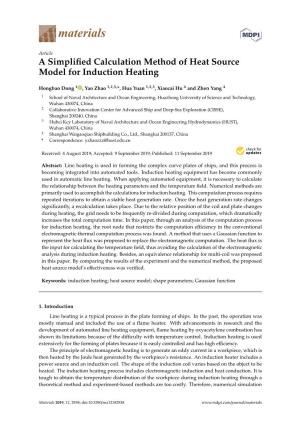 A Simplified Calculation Method of Heat Source Model for Induction
