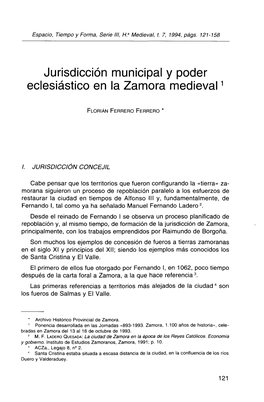 Jurisdicción Municipal Y Poder Eclesiástico En La Zamora Medieval ^