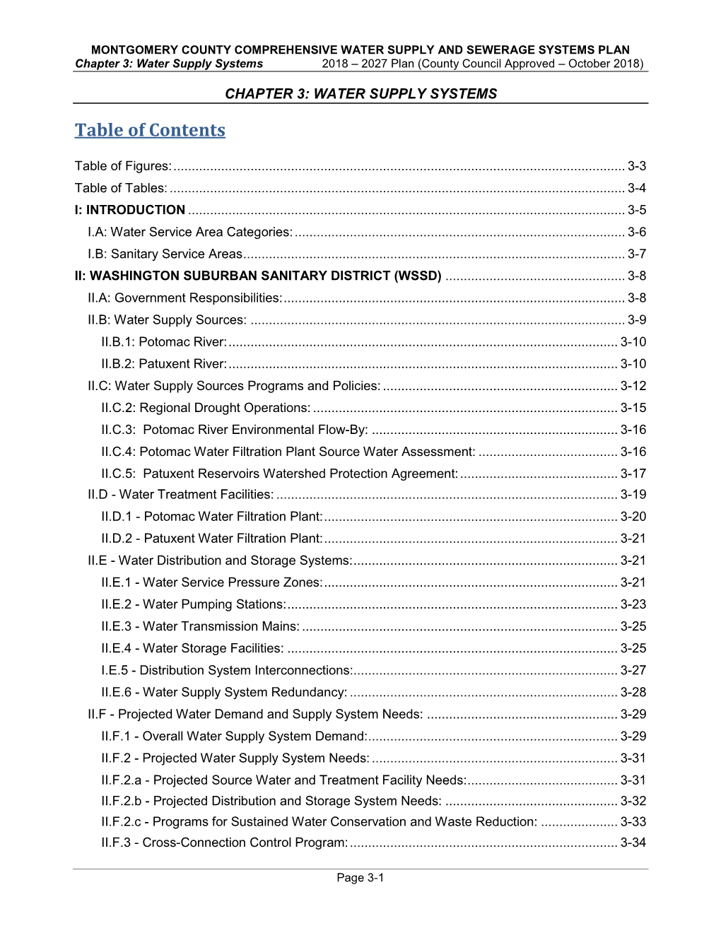 Chapter 3: Water Supply Systems 2018 – 2027 Plan (County Council Approved – October 2018)