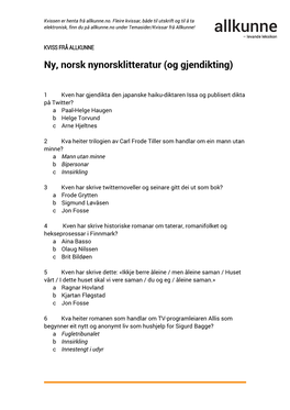 Ny, Norsk Nynorsklitteratur (Og Gjendikting)
