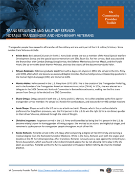 Trans Resilience and Military Service: Notable Transgender and Non-Binary Veterans