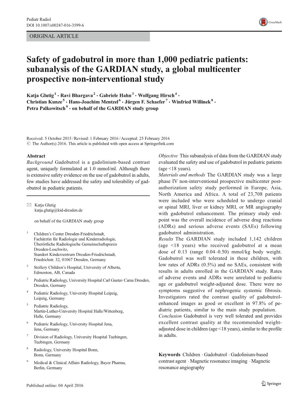 Safety of Gadobutrol in More Than 1000 Pediatric