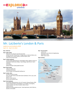 London Paris 2022 Explorica Info