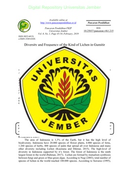 Diversity and Frequency of the Kind of Lichen in Gumitir Mountain Area of Jember Regency