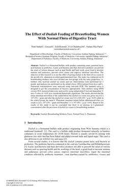 The Effect of Dadiah Feeding of Breastfeeding Women with Normal Flora of Digestive Tract