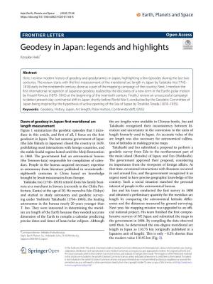 Geodesy in Japan: Legends and Highlights Kosuke Heki*